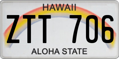 HI license plate ZTT706