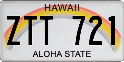 HI license plate ZTT721