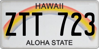 HI license plate ZTT723