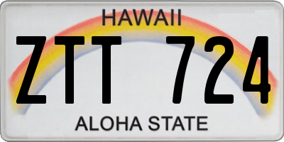 HI license plate ZTT724