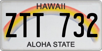 HI license plate ZTT732