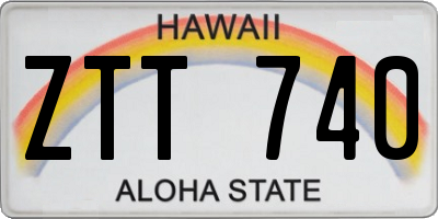 HI license plate ZTT740