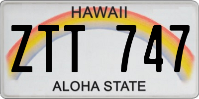 HI license plate ZTT747