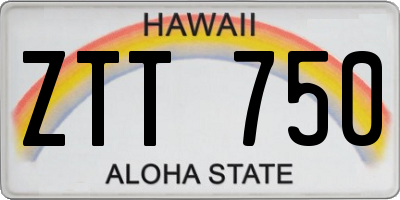 HI license plate ZTT750
