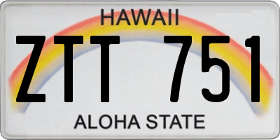 HI license plate ZTT751