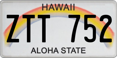 HI license plate ZTT752