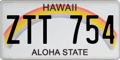 HI license plate ZTT754