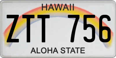 HI license plate ZTT756