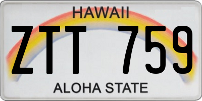 HI license plate ZTT759