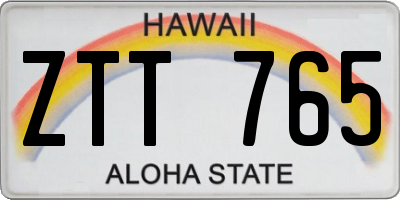 HI license plate ZTT765