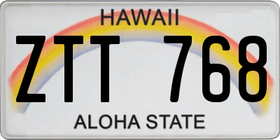 HI license plate ZTT768