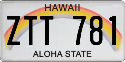 HI license plate ZTT781