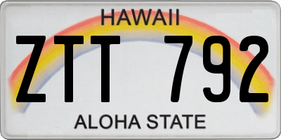 HI license plate ZTT792