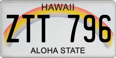 HI license plate ZTT796