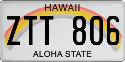 HI license plate ZTT806