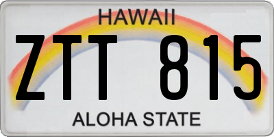 HI license plate ZTT815