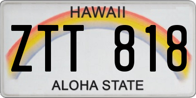 HI license plate ZTT818