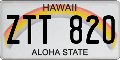 HI license plate ZTT820