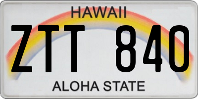 HI license plate ZTT840