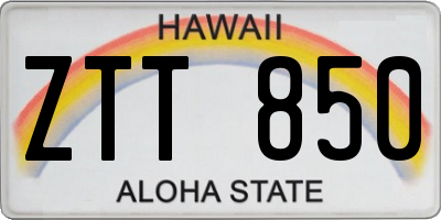 HI license plate ZTT850
