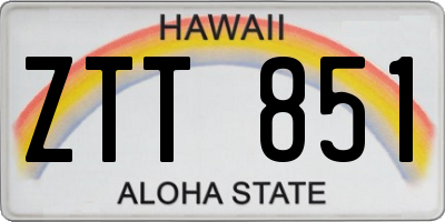 HI license plate ZTT851