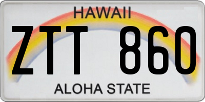 HI license plate ZTT860