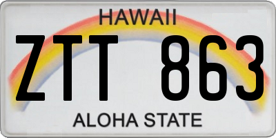 HI license plate ZTT863