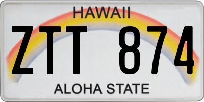 HI license plate ZTT874