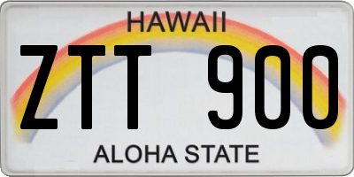 HI license plate ZTT900