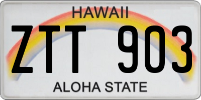 HI license plate ZTT903
