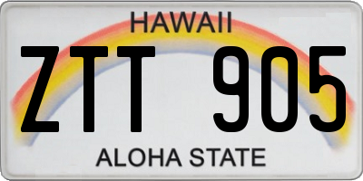 HI license plate ZTT905