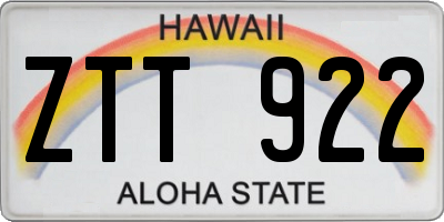 HI license plate ZTT922