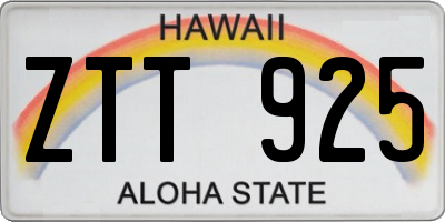 HI license plate ZTT925
