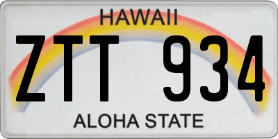 HI license plate ZTT934