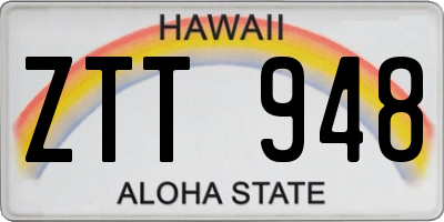 HI license plate ZTT948