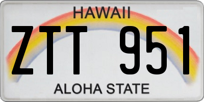 HI license plate ZTT951