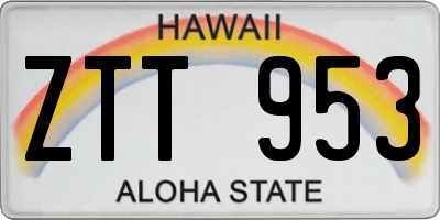 HI license plate ZTT953