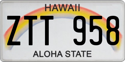 HI license plate ZTT958