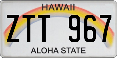 HI license plate ZTT967