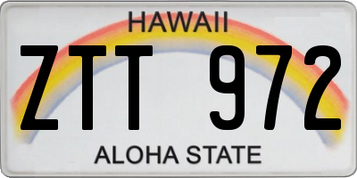 HI license plate ZTT972