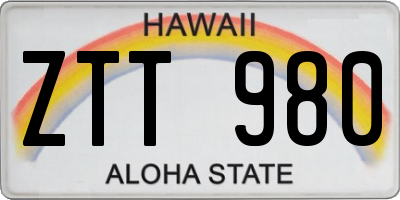 HI license plate ZTT980