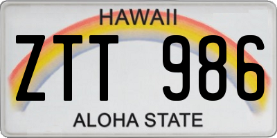 HI license plate ZTT986