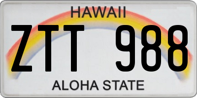HI license plate ZTT988
