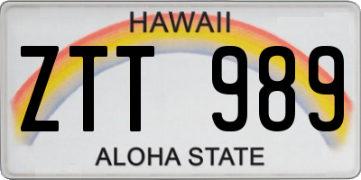 HI license plate ZTT989