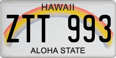 HI license plate ZTT993