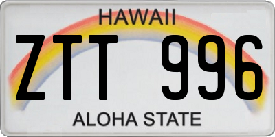 HI license plate ZTT996
