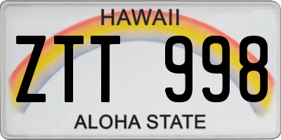 HI license plate ZTT998