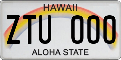 HI license plate ZTU000