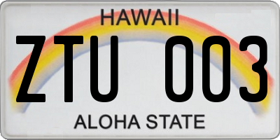 HI license plate ZTU003