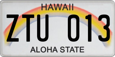 HI license plate ZTU013